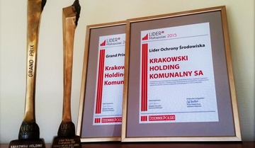 Nagrody - Lider Ochrony Środowiska oraz Grand Prix, przyznawanymi w plebiscycie Lidera Małopolski